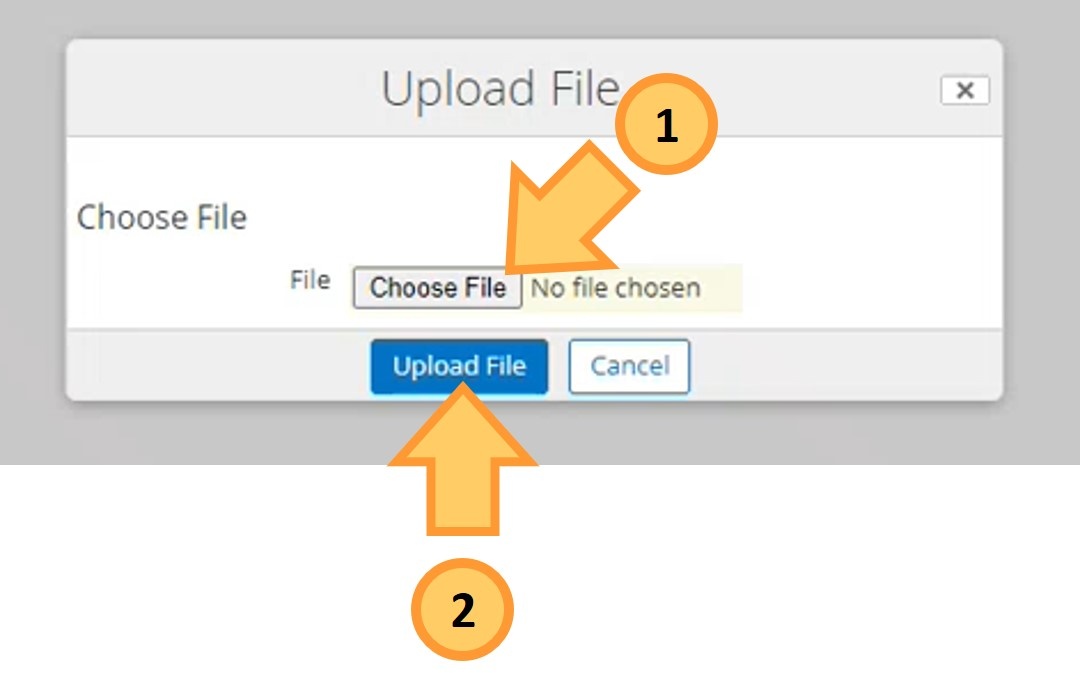 Upload file dialogue box