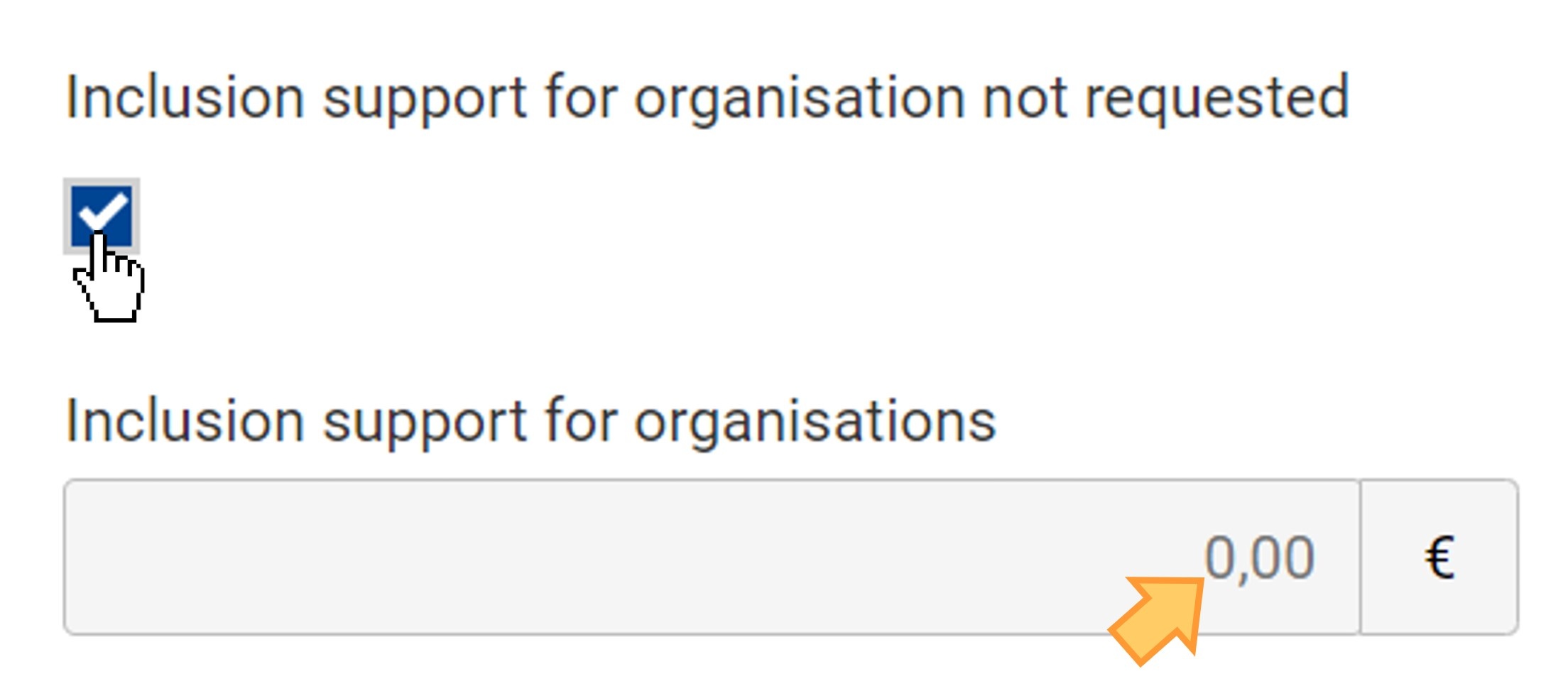 Inclusion support for organisation not requested flag