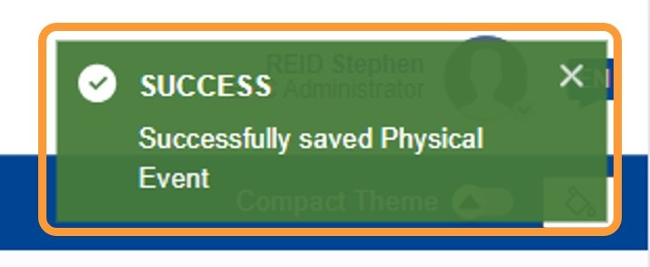 Success message