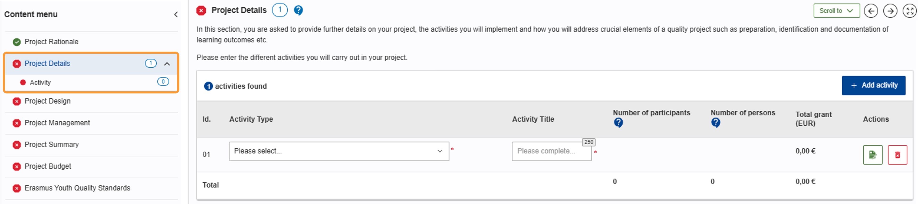 Access project details